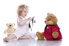 Cute Baby Girl With Her Teddy Bear Royalty Free Stock Photo