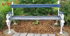 Blue And White Park Bench Stock Photos Blue And White Park Bench Stock Photos