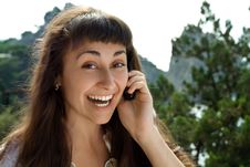 Close-up Of Happy Girl Talking The Telephone Stock Image Close-up Of Happy Girl Talking The Telephone Stock Image