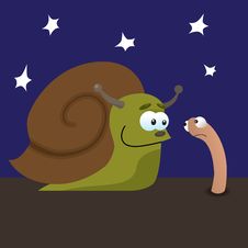 Snail And Worm Stock Image