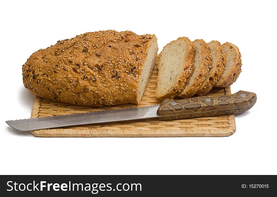 Whole-grain bread with knife