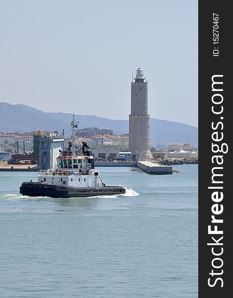 Tug in the port of Livorno. Tug in the port of Livorno