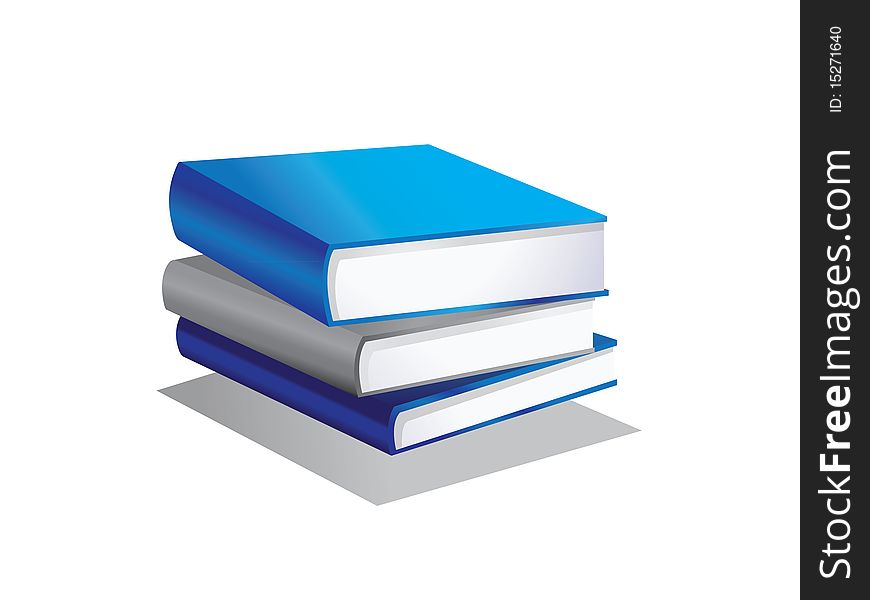 Three books in blue colors. Three books in blue colors