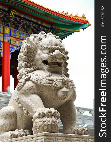 Lion in the Chinese temple, Thailand.