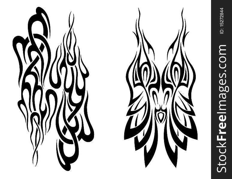Set Of Tattoo Design Elements. Vector