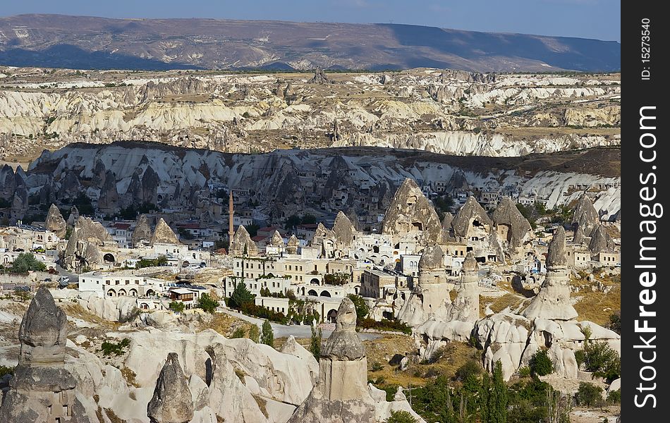 Town among the rocks formed by aeration of soil, Cappadocia, Turkey. Town among the rocks formed by aeration of soil, Cappadocia, Turkey
