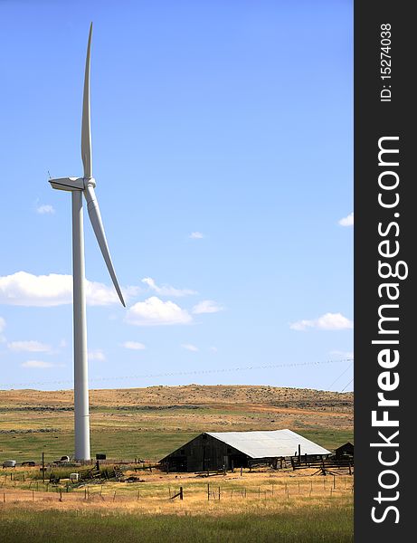 Wind Turbine And A Shack.