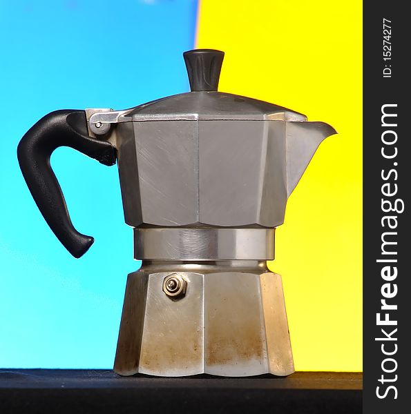 Coffee maker against colourful background. Coffee maker against colourful background