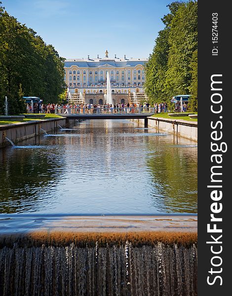 Grand cascade in Petergof, Saint-Petersburg, Russia.