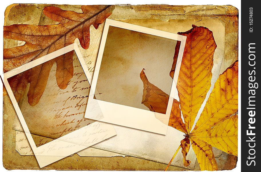 Autumn retro background with frames and leaves. Autumn retro background with frames and leaves