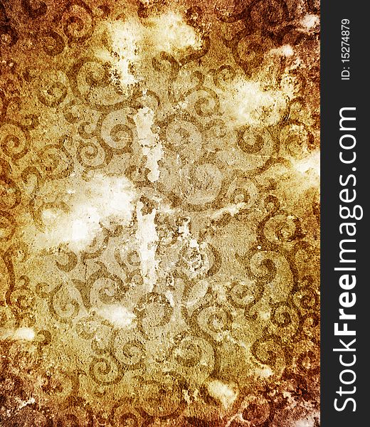 Vintage shabby background with classic ornament. Vintage shabby background with classic ornament