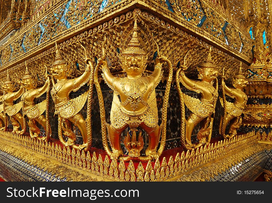 Golden garuda of wat prakaew temple Thailand.
