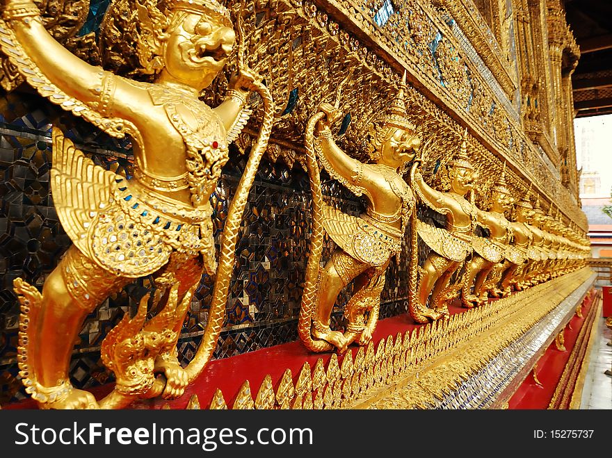 Golden garuda of wat prakaew temple Thailand.