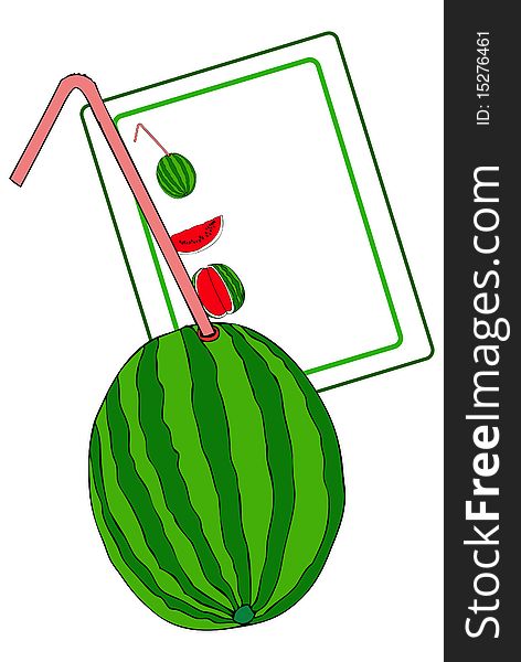 Representation of a watermelon cocktail with cartel price list