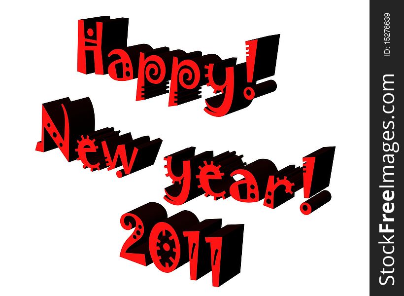 Happy new year 2011 3d text in white