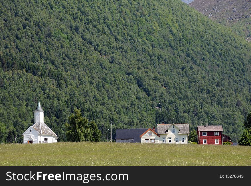 The centre of a rural community on Norway's Nordfjord. The centre of a rural community on Norway's Nordfjord