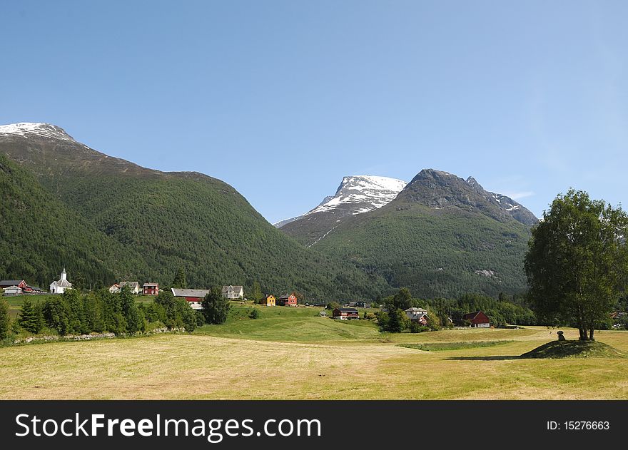 The centre of a rural community on Norway's Nordfjord. The centre of a rural community on Norway's Nordfjord