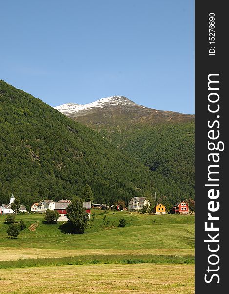 The centre of a rural community on Norway's Nordfjord. The centre of a rural community on Norway's Nordfjord