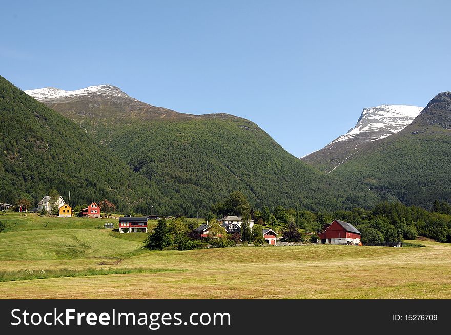 The centre of a rural community on Norway's Nordfjord. The centre of a rural community on Norway's Nordfjord