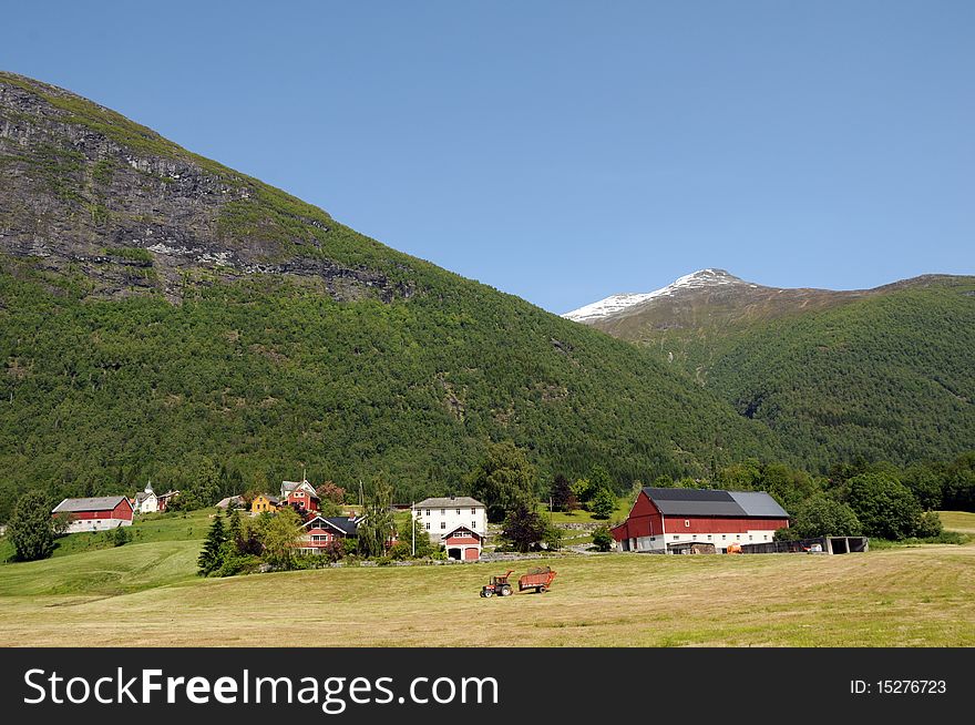 The centre of a rural community on Norway's Nordfjord. The centre of a rural community on Norway's Nordfjord