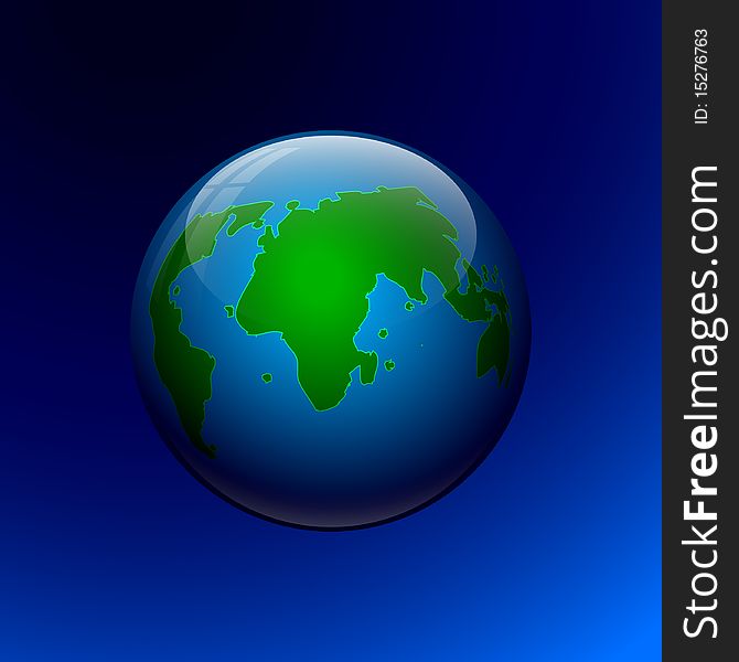 Globe on a blue background. Vector illustration. Eps10.