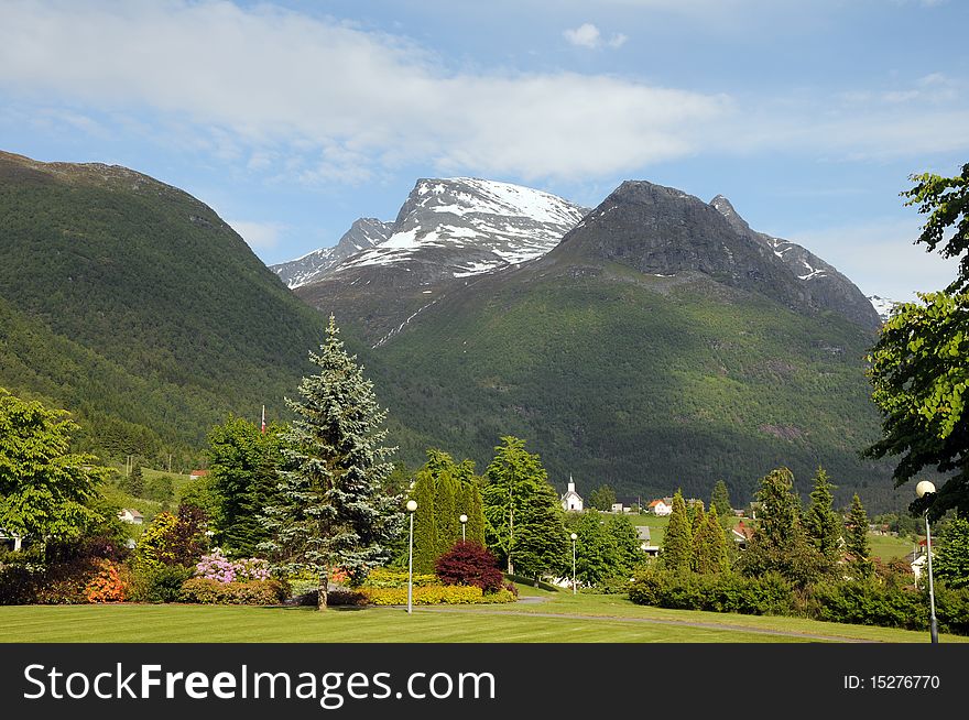 The centre of a rural community on Norway's Nordfjord. The centre of a rural community on Norway's Nordfjord