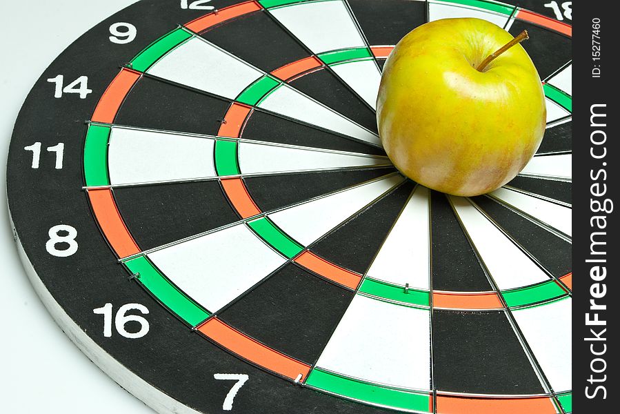 Target and apple isolated on a white background