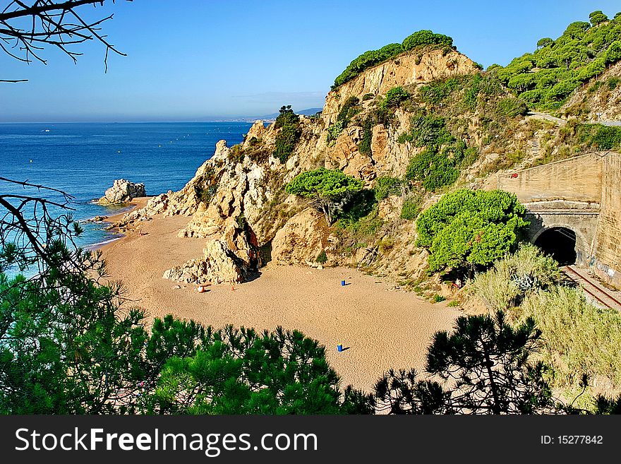 Solitary beach in Catalonia, near Barcelona. Solitary beach in Catalonia, near Barcelona