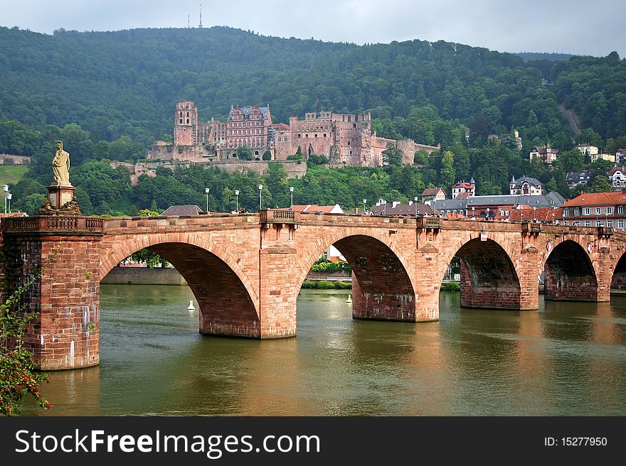 Germany. The old bridge on the river Neckar in Heidelberg