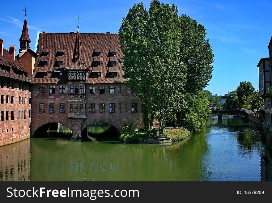 Nuremberg. The city on the river Pegnitz. â€œHospital St.Spiritâ€.