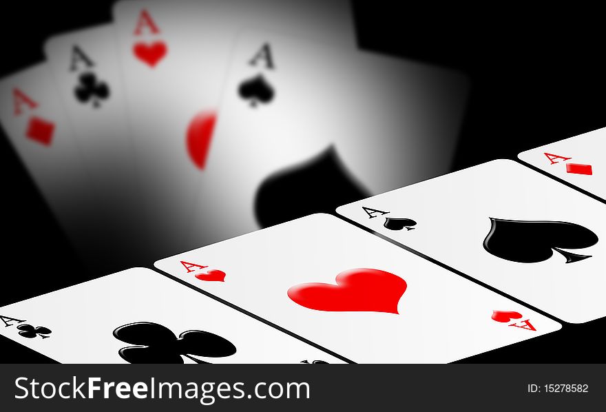 Illustration of 4 Aces - Gambling Card