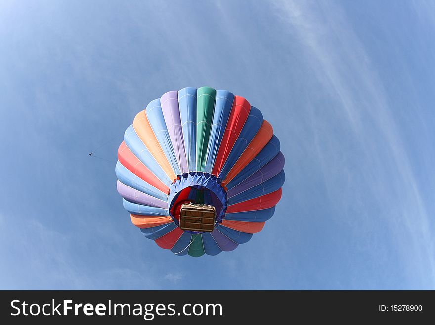 Hot air balloon with many different colors