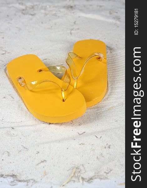 Closeup on beach sandals with ample copy space. Closeup on beach sandals with ample copy space