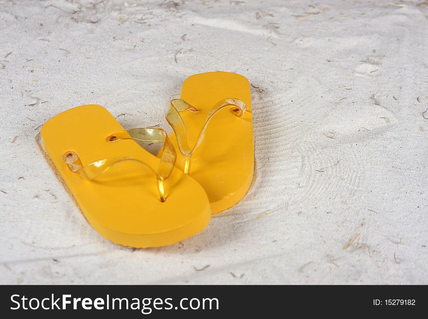 Closeup on beach sandals with ample copy space. Closeup on beach sandals with ample copy space