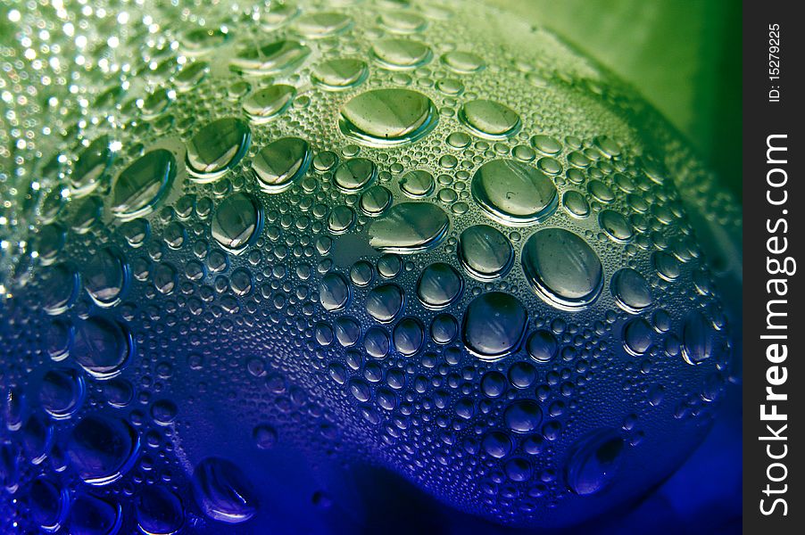 Water drops green and blue shaded background. Water drops green and blue shaded background