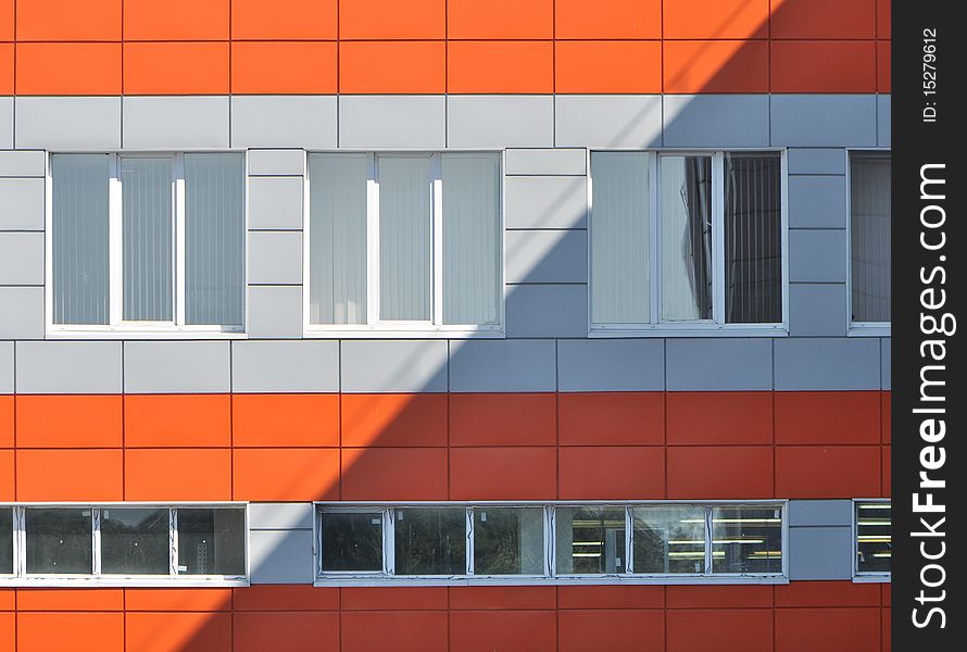 diagonal shadow on new  building wall