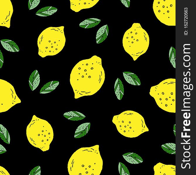 Lemon pattern hand drawing