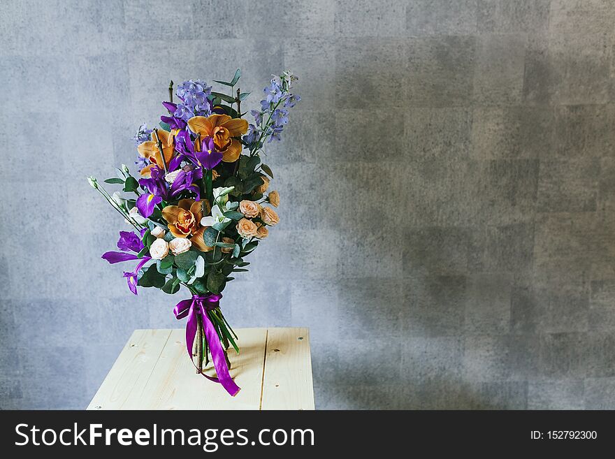 Delicate Beautiful Bouquet Of Flowers Close Up