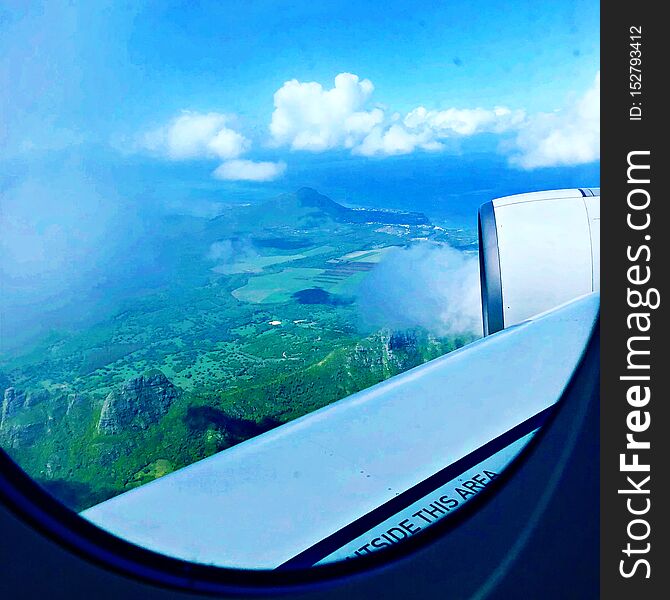 Mauritius Island Mountains, view from the plane