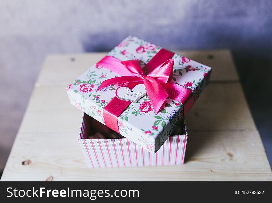 Beautiful handmade gift box with lace ribbon.