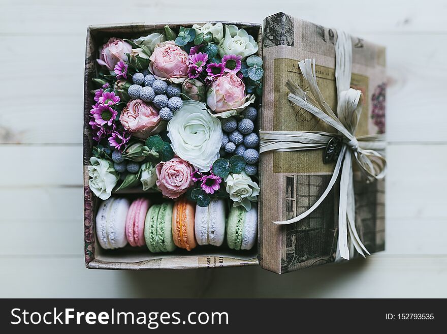 Beautiful handmade gift box with lace ribbon