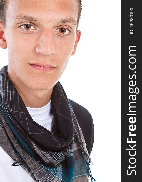 Young stylish teenager with a scarf isolated over white background. Young stylish teenager with a scarf isolated over white background.