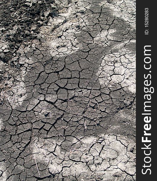 Earth cracked by drought summer