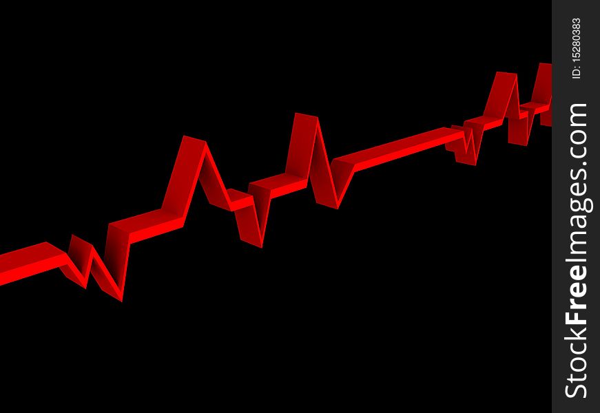 Heartbeat on a black background side view isolated