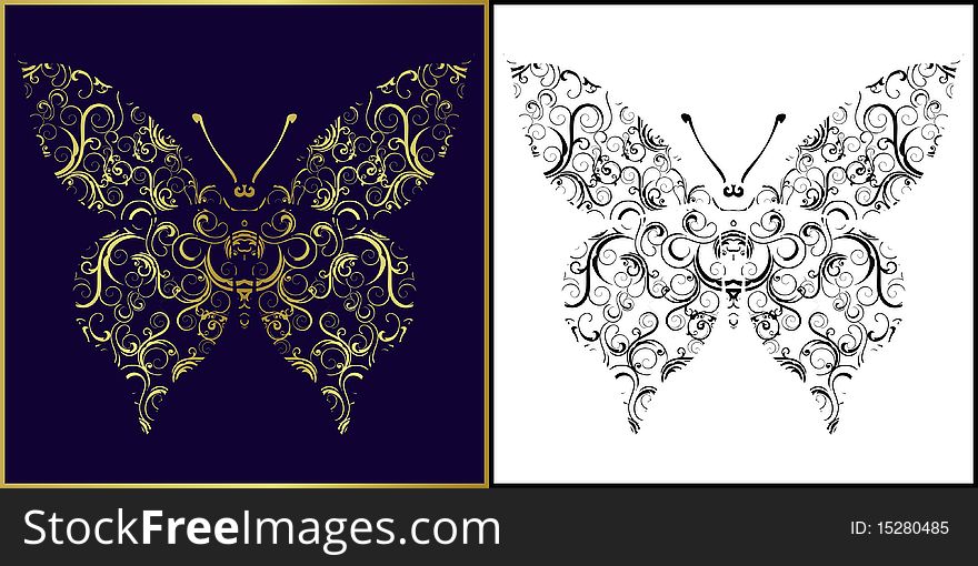 Vector Illustration of butterfly, perfect as tatto