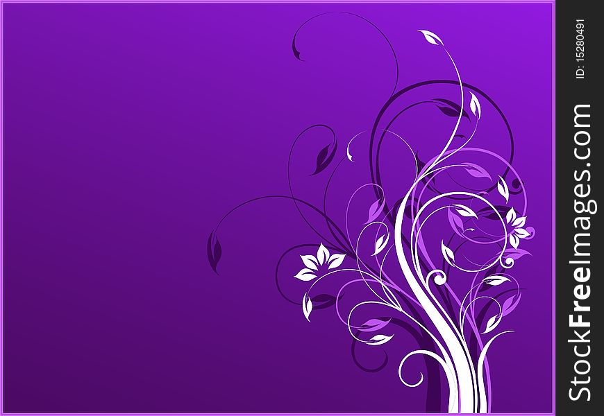 Vector background with violet and white colors and decorative elements.