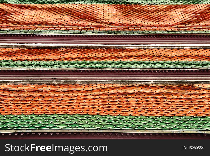 Temple roof at Wat Pra Kaew in Thailand