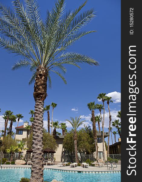 Scenic view of a resort hotel and pool