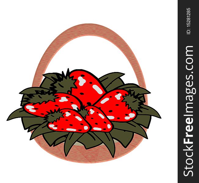 isolated Basket of strawberries cartoon