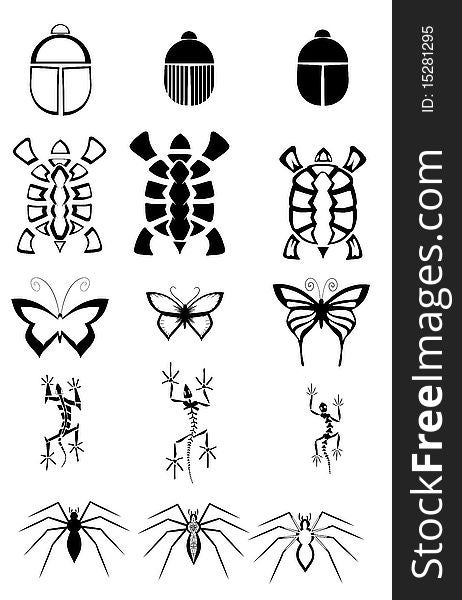 set of Animal tattoos isolated in black